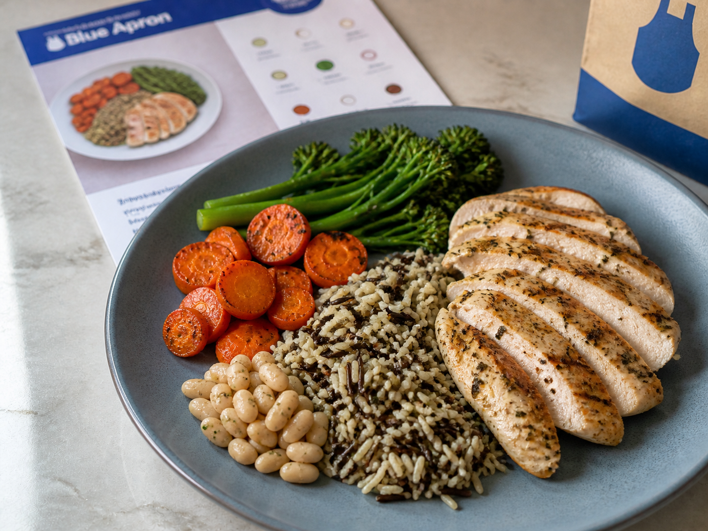 High-protein meal shown in the Blue Apron comparison card