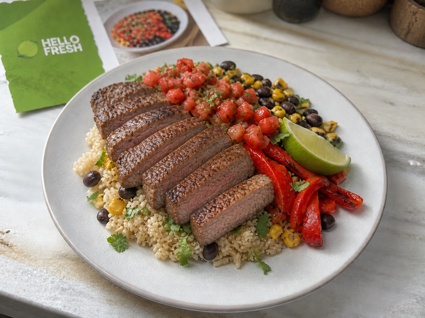 High-protein meal shown in the HelloFresh comparison card
