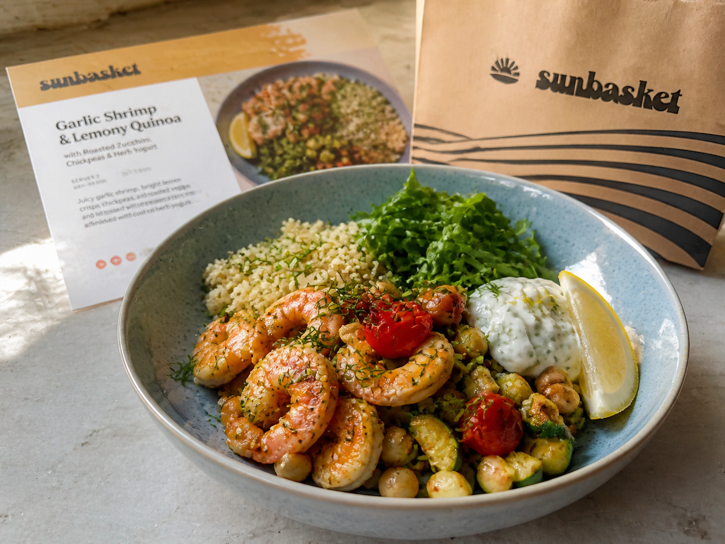High-protein meal shown in the Sunbasket comparison card